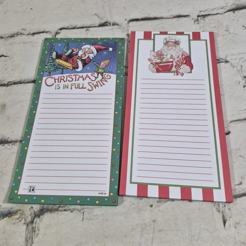Christmas List Magnetic Note Pads Lot Of 2 Santa Claus Mary Engelbreit Studio 18